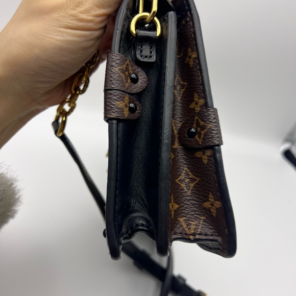 LV Brown and Black Monogram Clutch with Gold Accents - Picture 7 of 13